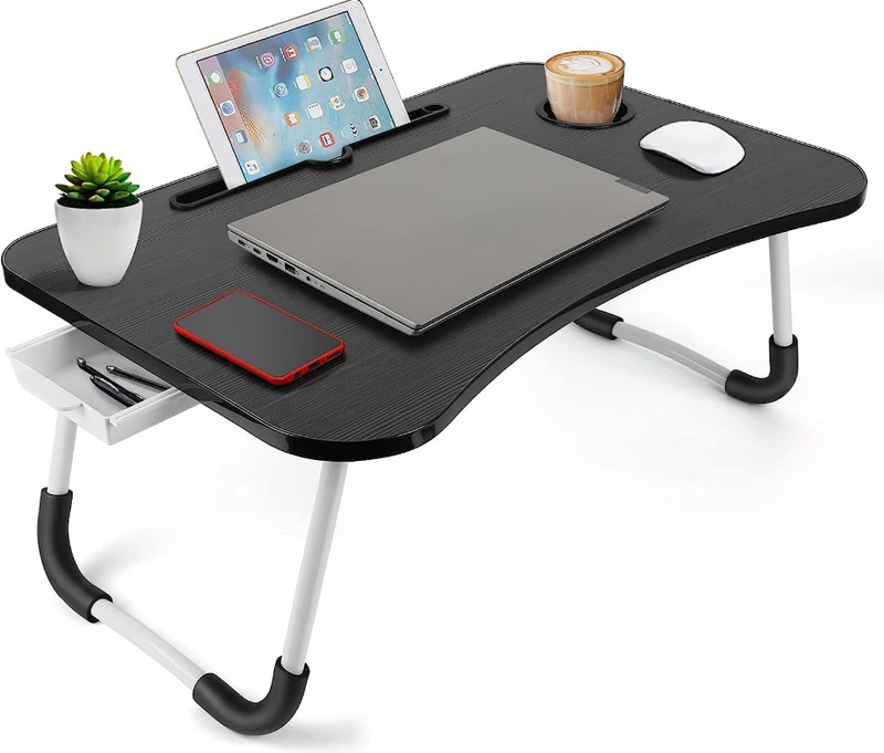Laptop Desk Tray with Storage Drawer, Cup and Phone Holder