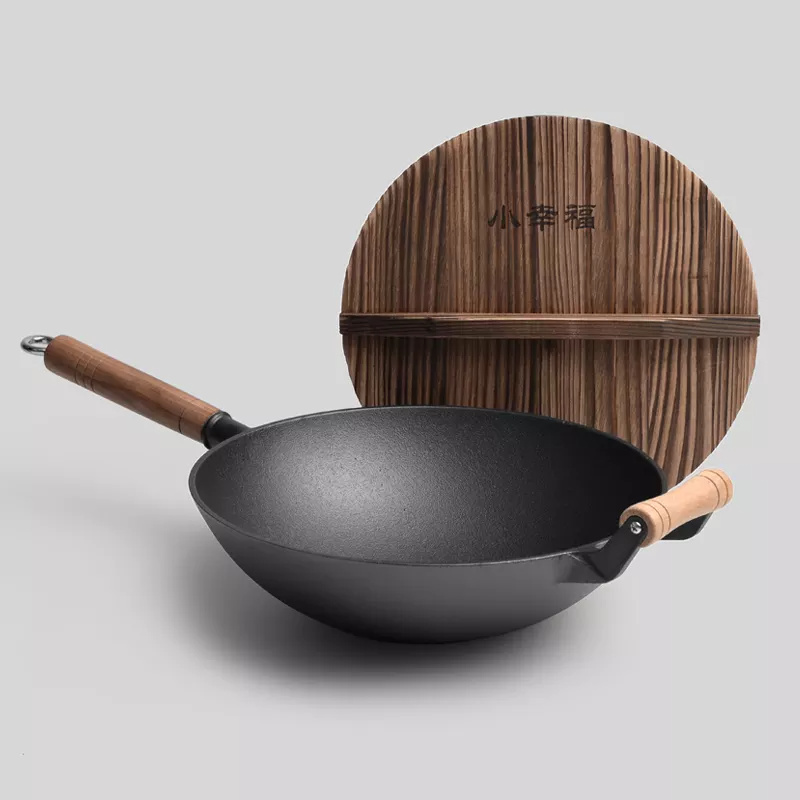 Nonstick Cast Iron Wok with handle