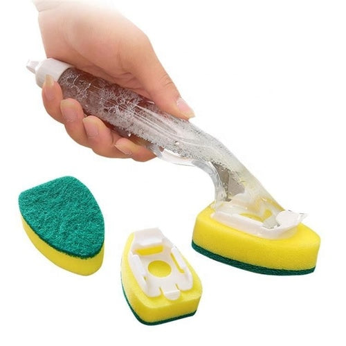 Kitchen Dispenser Sponge brush - 1 Handle+5 Sponge