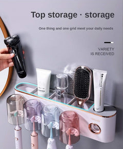 4 Cups Toothpaste Dispenser and bathroom organisor