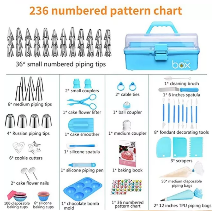 Cake Decorating with Storage Box 236 Pcs Piping Tips Nozzles Set