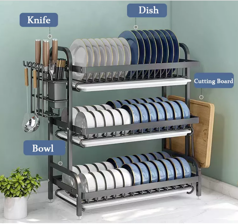 Dish Rack Drying Storage Holders 3 Layer - 53CM