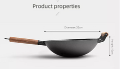Nonstick Cast Iron Wok with handle