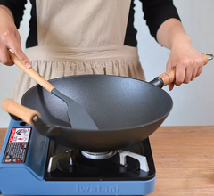 Nonstick Cast Iron Wok with handle