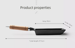 Cast Iron Non-Stick Square Frying Pan With Wooden lid