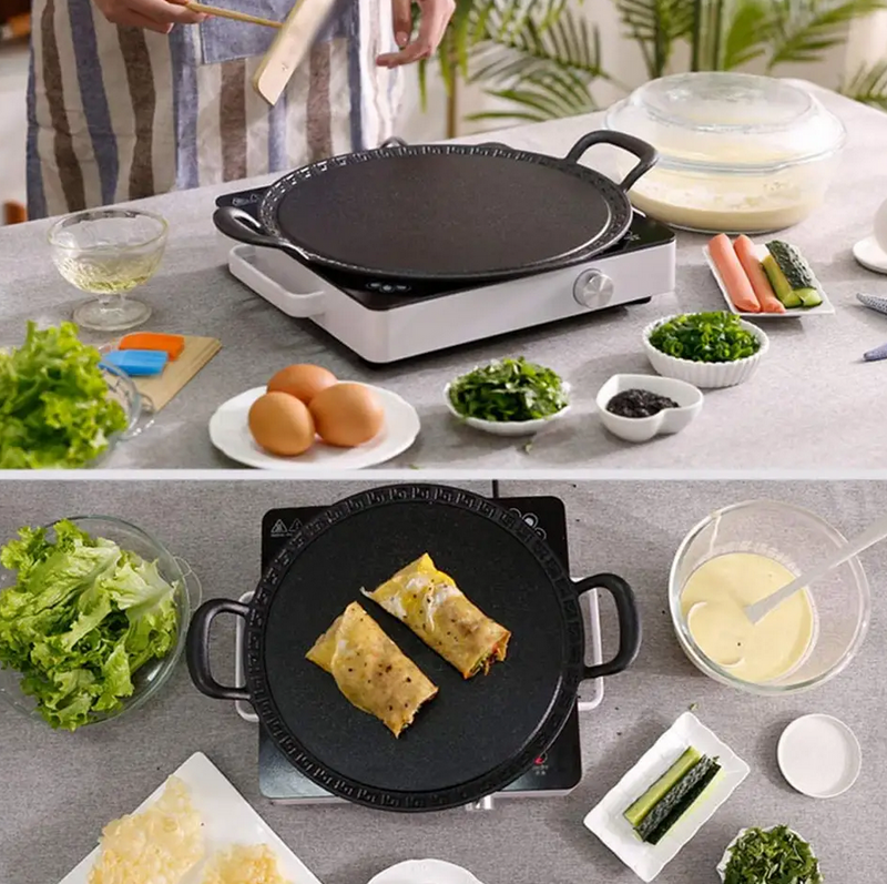 32CM Cast Iron Frying Pan Flat Pan Tawa