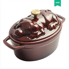 Enamel Cast Iron Casserole Soup Ceramic Carrier with Lid