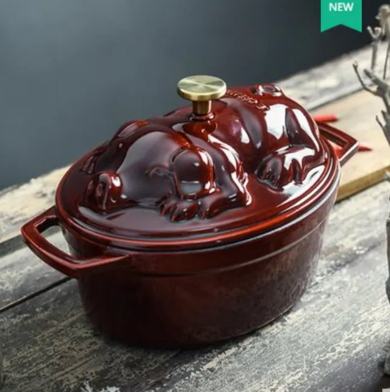 Enamel Cast Iron Casserole Soup Ceramic Carrier with Lid