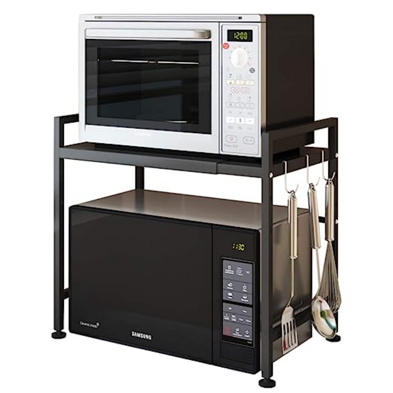 Single layer Metal Microwave Oven Rack with Hookers