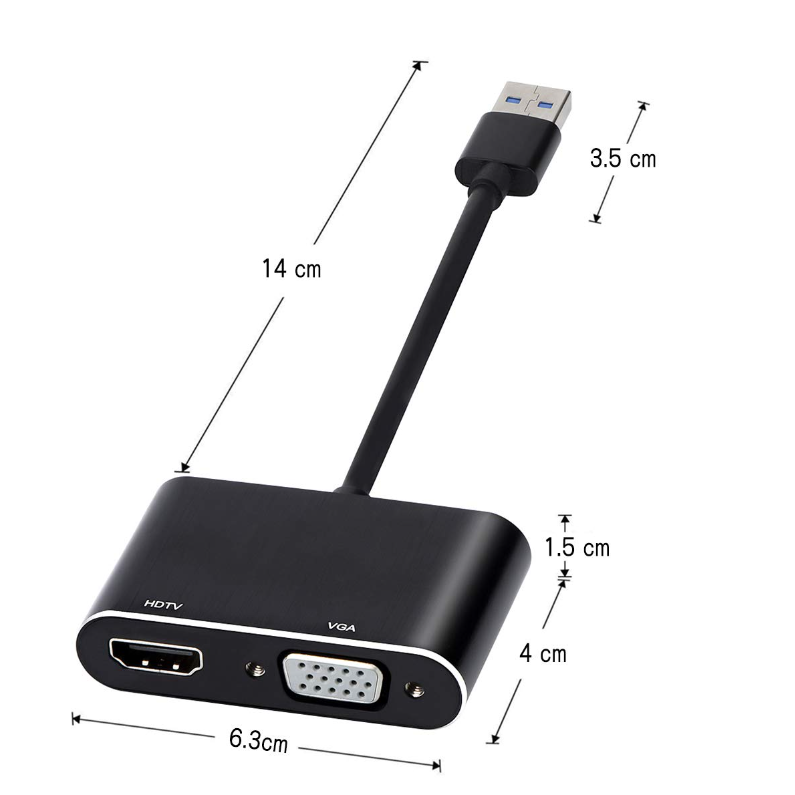 USB to HDMI VGA 2 in 1 Adapter