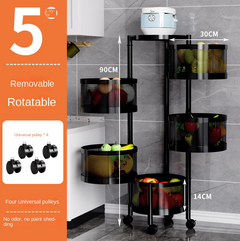 Five-Layer Round Rotating Storage Shelf Vegetable- Black