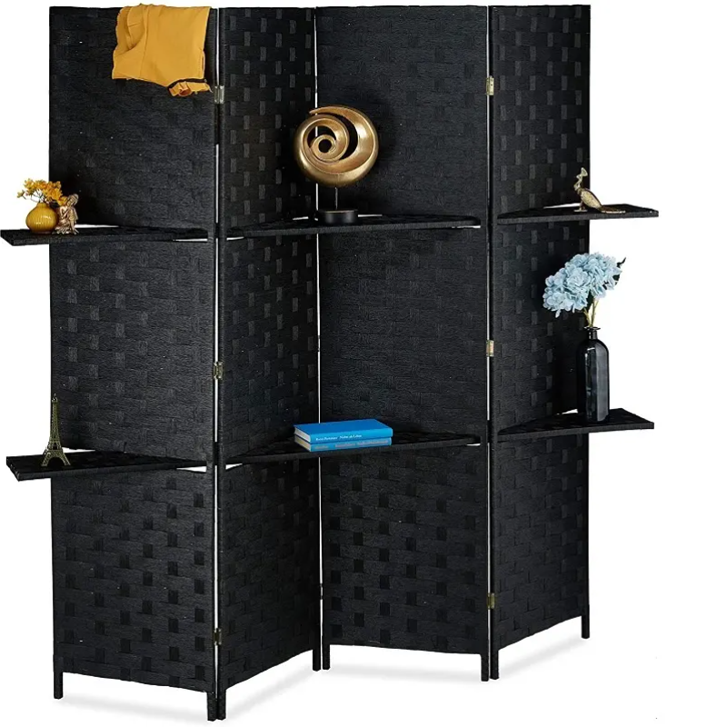 Folding Room Dividers Partitions Screen With Display Shelves