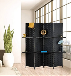 Folding Room Dividers Partitions Screen With Display Shelves