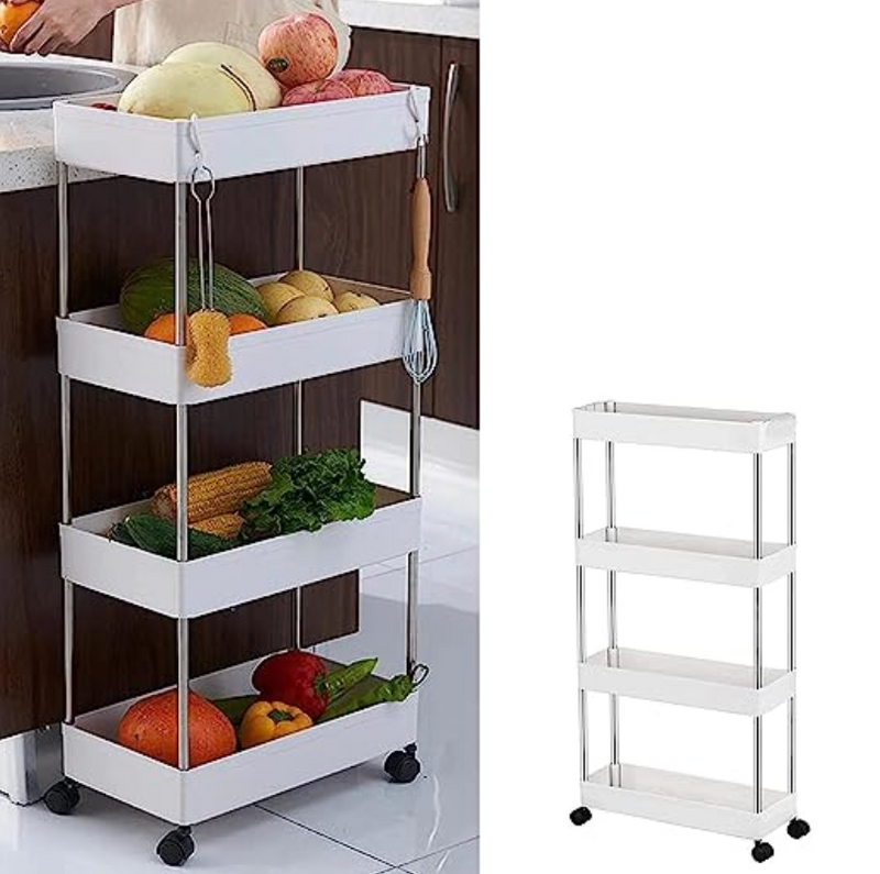 Storage Rack Trolley With Wheels For Kitchen Or Bathroom