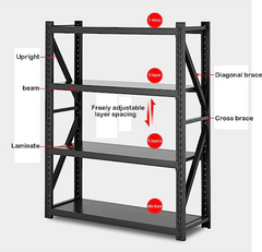 2M High Shelving 200 Kg Per layer 4 Tier Storage Metal Shelf Rack