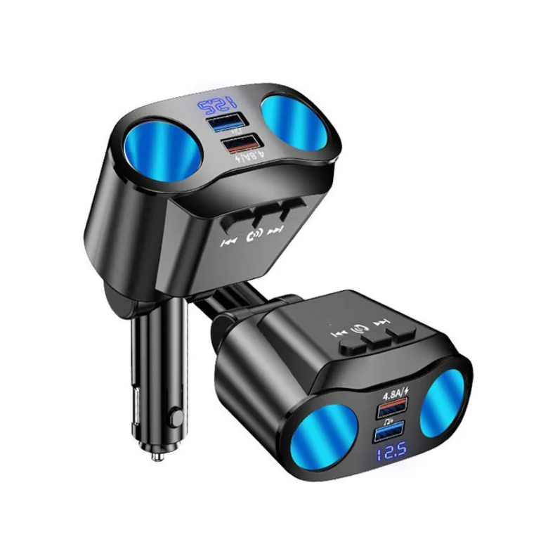 Car mobile dual charger with bluetooth 5.0 Fm Transmitter Car Cigarette Lighter