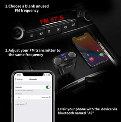 Car mobile dual charger with bluetooth 5.0 Fm Transmitter Car Cigarette Lighter