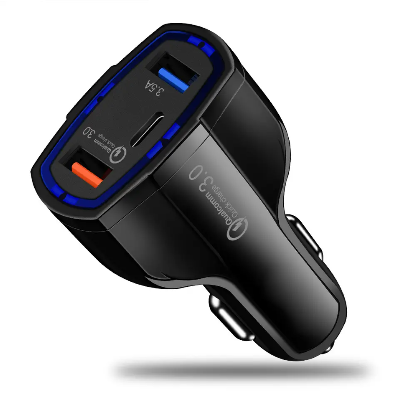 Fast Car Charger with Type C and USB ports