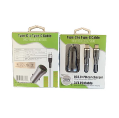 Fast Charging USB Car Charger with Type C Cable 38W