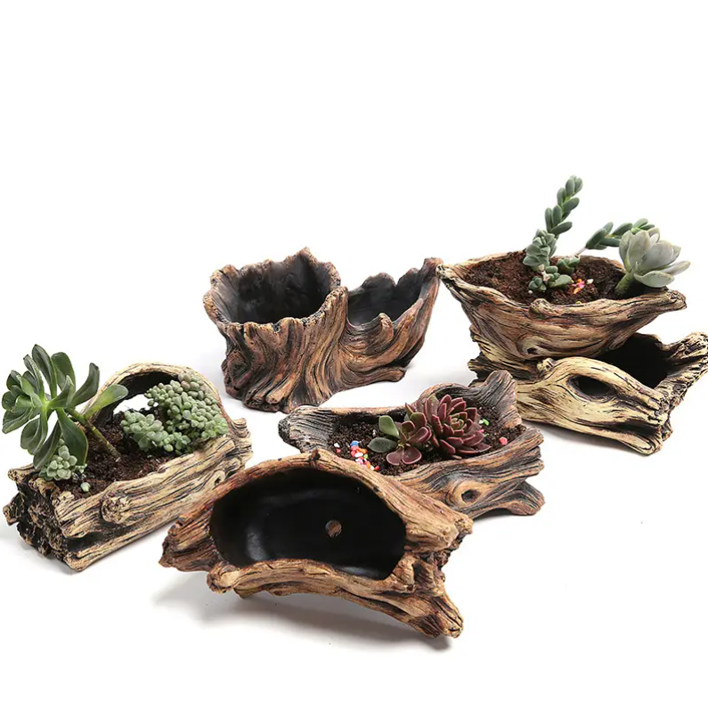 Flower Planter Stump Flower Pot Decoration