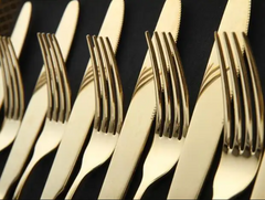Fork and Knife Dinner Set Golden