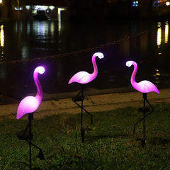 LED Solar Flamingo Lawn Light Outdoor - 3 PCs set