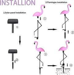 LED Solar Flamingo Lawn Light Outdoor - 3 PCs set