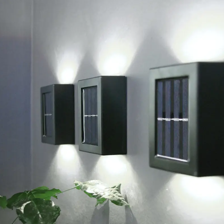 Waterproof Solar LED Wall Lamp IP65 Modern Fence Outdoor Wall Light
