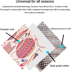 Foldable Beach Picnic Rug Blanket Camping Mat With Strap