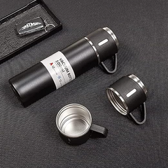 Bottle and Cups Vacuum Flask and Flask Set 3 Steel Cups
