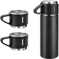 Bottle and Cups Vacuum Flask and Flask Set 3 Steel Cups