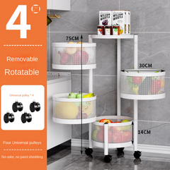 Four-Layer Round Rotating Storage Shelf Trolley