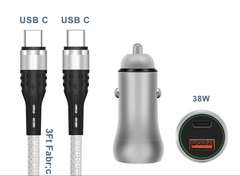 38W Fast Car Charger with USB C TO USB C Cable