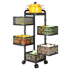 5 Layer Kitchen Vegetable Movable Trolley