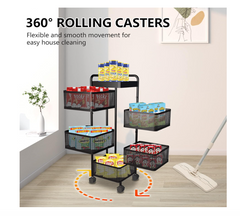 5 Layer Kitchen Vegetable Movable Trolley