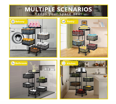 5 Layer Kitchen Vegetable Movable Trolley