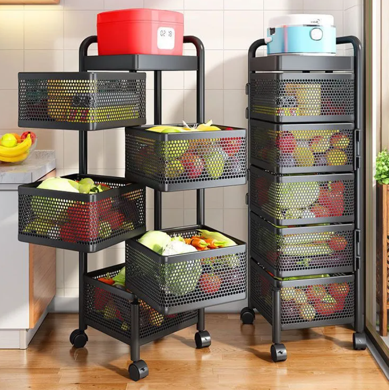 5 Layer Kitchen Vegetable Movable Trolley