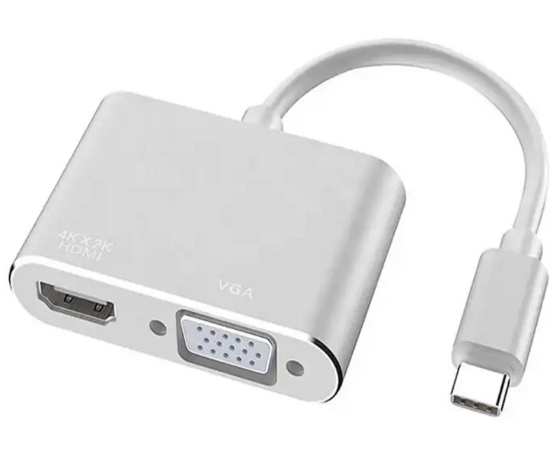 Type C Hub Adapter to HDMI VGA Video Converter 2 in 1 USB Docking Station