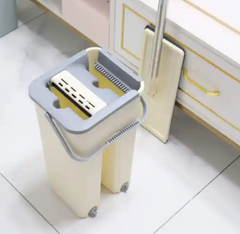 Flat Squeeze Mop And Bucket Hand Free Floor Cleaning Microfiber Mop