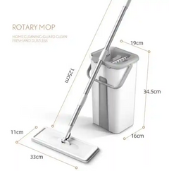 Flat Floor Mops Flat Mop And Bucket - 6 Pcs mop pads