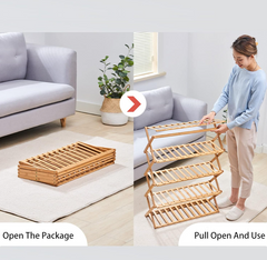 Shoe Storage Wooden Foldable Shoe Rack