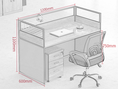 Reception Desk with 3 Tier Drawer Cabinet