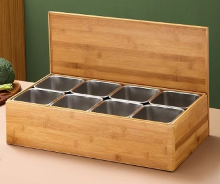 Stainless Steel Seasoning Box wooden drawer