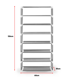8 Tiers Fabric Shoe Rack and Storage Wardrobe (Black)