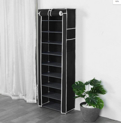 8 Tiers Fabric Shoe Rack and Storage Wardrobe (Black)