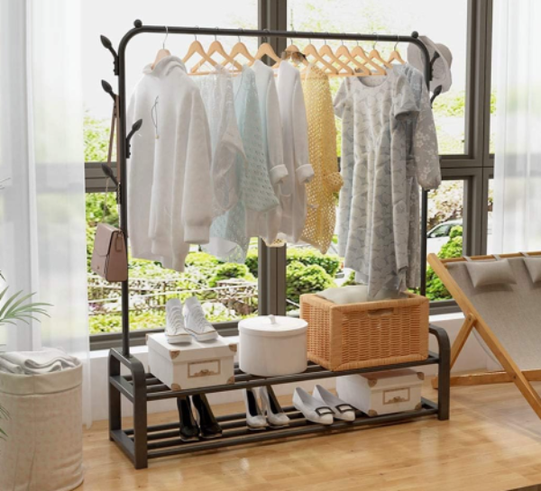 Cloth Rack Clothes Hangers with shoe rack shelf - 110CM width