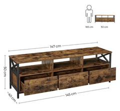 TV Entertainment Unit With 3 Drawers Tv Cabinet VASAGLE Supports 85 inch TV