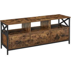 TV Entertainment Unit With 3 Drawers Tv Cabinet VASAGLE Supports 85 inch TV