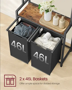Laundry Basket Pull Out with Cloth Hanger VASAGLE