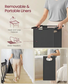 Laundry Basket Pull Out with Cloth Hanger VASAGLE